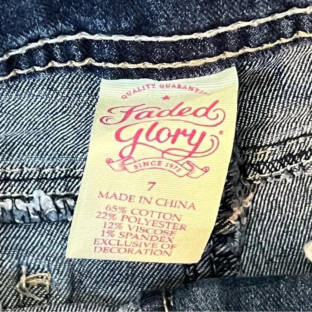 Faded Glory Girls Bootcut Jeans 7 Embroidered Back Pockets Adjustable Waist - Picture 7 of 12